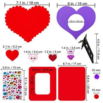 Winlyn 12 Sets Heart Picture Frames Decorations Valentine Crafts Kits DIY Heart Frames Art Sets Smil...