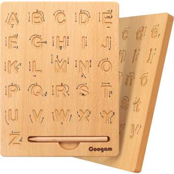 Coogam Wooden Alphabet Tracing Board for Kids