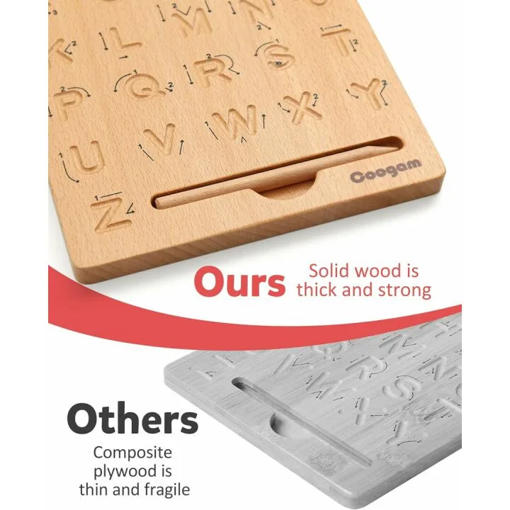 Coogam Wooden Alphabet Tracing Board for Kids