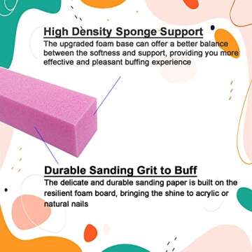 10 Pcs Nail Buffer Block for Acrylic and Natural Nails, 4 Sided Sanding Buffers for Gel Nails Fingernail Shine Buffing Filer Set, Professional Manicure Polisher Buffer Bulk Medium Grit (Pink)