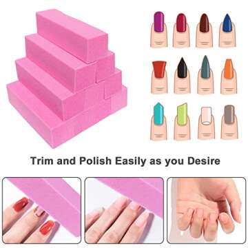 10 Pcs Nail Buffer Block for Acrylic and Natural Nails, 4 Sided Sanding Buffers for Gel Nails Fingernail Shine Buffing Filer Set, Professional Manicure Polisher Buffer Bulk Medium Grit (Pink)