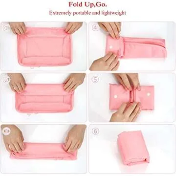 Packing Cubes for Travel, 8Pcs Travel Cubes Set Foldable Suitcase Organizer Lightweight Luggage Storage Bag (Pink)