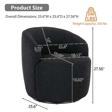 KIVENJAJA Swivel Barrel Chair, Teddy Sherpa Upholstered Modern Round Accent Arm Chairs, 360 Degree S...