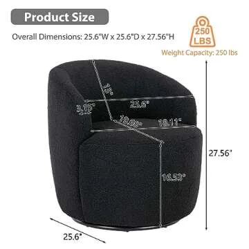KIVENJAJA Swivel Barrel Chair, Teddy Sherpa Upholstered Modern Round Accent Arm Chairs, 360 Degree S...