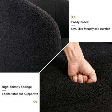 KIVENJAJA Swivel Barrel Chair, Teddy Sherpa Upholstered Modern Round Accent Arm Chairs, 360 Degree Swivel Small Single Sofa Armchair for Nursery Living Room Bedroom (Teddy, Black)