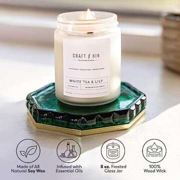 Craft & Kin White Tea & Lily Scented Candle Gift