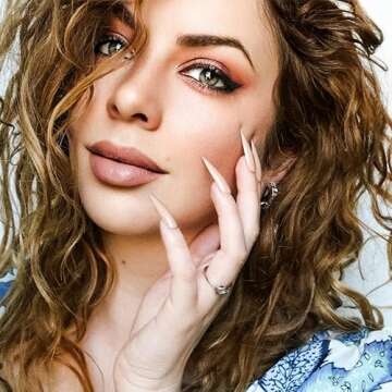 Allkem Press On Nails - Nude Glossy Extra Long Sculpted Stiletto 2 Set Bundle | 10 sizes - 20 pcs False Nails Full Cover Nail Kit with Glue