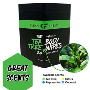 Klean Freak Body Wipes - Travel, Gym, Camping, 120 Cnt Jug (Tea Tree)