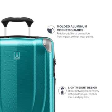 Travelpro Pathways 3 Hardside Expandable Luggage, 8 Spinner Wheels, Lightweight Hard Shell Suitcase, Checked Medium 25 Inch, Kayak