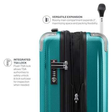 Travelpro Pathways 3 Hardside Expandable Luggage, 8 Spinner Wheels, Lightweight Hard Shell Suitcase, Checked Medium 25 Inch, Kayak