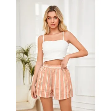 MISSACTIVER Women's Stylish Striped Boxer Shorts with Pockets