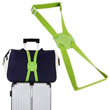 Luggage Straps Bag Bungees for Add a Bag Easy to Travel Suitcase Elastic Strap Belt (Green)