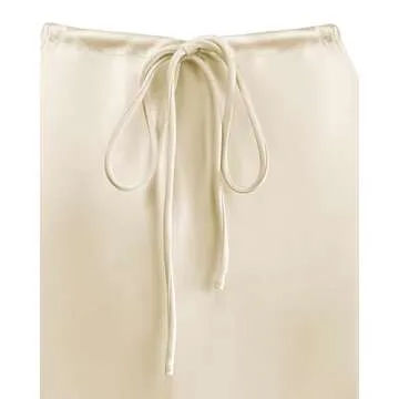 Teddify Women's Satin Mini Skirt Drawstring High Waisted Silk Cute Casual 2024 Summer A-Line Short Skirts Beige, Small