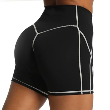 Aoxjox Workout Biker Shorts for Women Tummy Control High Waisted Exercise Gym Yoga Lined Short 6" (B...