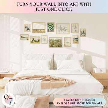 97 Decor Vintage French Country Decor - Vintage Posters, French Farmhouse Gallery Wall Art Prints, Moody Floral Botanical Sketch Pictures, Antique Landscape Painting for Home Bedroom (UNFRAMED)