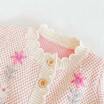 Simplee Kids Embroidered Flower Cardigan for 4-5T