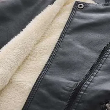 Stylish Boys Faux Leather Moto Jacket for Winter Wear