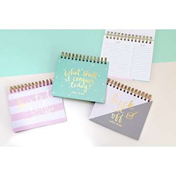 Eccolo Spiral Planner Pad, Notes and To-Do List, Dayna Lee Collection "Check it Off", Horizontal Planner, Undated, 96 Perforated Sheets (Gray, 5x7 inches)