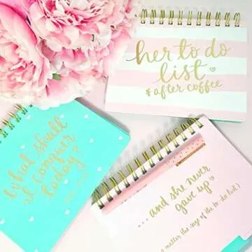 Eccolo Spiral Planner Pad, Notes and To-Do List, Dayna Lee Collection "Check it Off", Horizontal Planner, Undated, 96 Perforated Sheets (Gray, 5x7 inches)