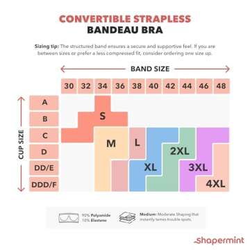 SHAPERMINT Strapless Bra - Bandeau top, Strapless Bras for Women, Plus Size Lingerie for Women, Free...