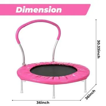 Roinoim 36 Inch Mini Trampoline for Kids with Handle, Indoor Round Toddler Trampoline, Pink
