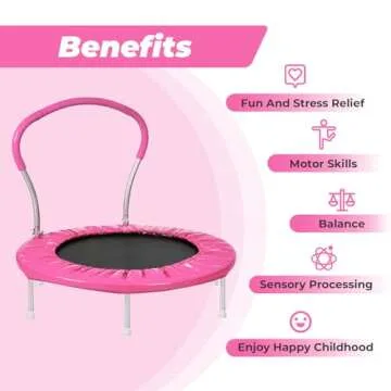 Roinoim 36 Inch Mini Trampoline for Kids with Handle, Indoor Round Toddler Trampoline, Pink