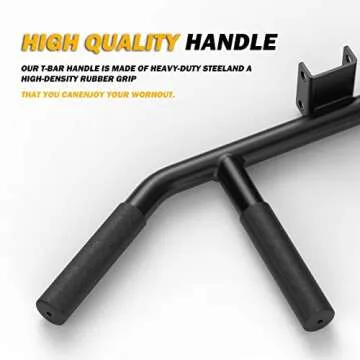T Bar Row Multi-Grip Handle Bar Attachment with Rubber Grip For Landmines and 1 2 Inch Olympic Barbell Weight Bar Home Gym Equipment Lateral Exercise Triceps Lats to Build Back Arm Shoulder Muscles