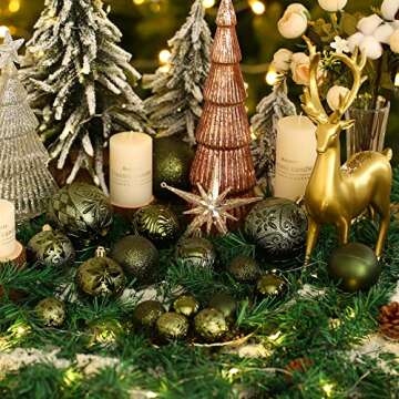 34ct Dark Green Christmas Ball Ornaments Shatterproof Plastic Christmas Tree Decorations for Xmas Party Home Office Holiday Decor -Medium Size (2.36"/ 60mm)