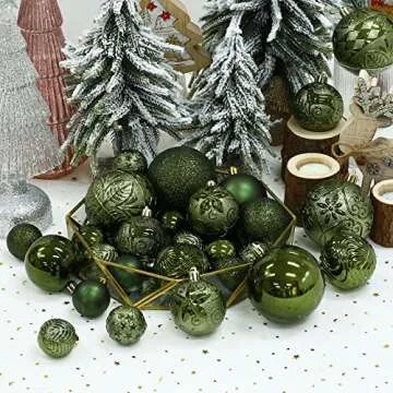 34ct Dark Green Shatterproof Christmas Ball Ornaments