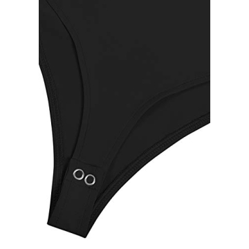 REORIA Women’s Sleeveless Leotard with Shoulder Pads Black Small