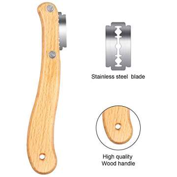 Mudder Bread Lame Scoring Tool Knife Bread Dough Sourdough Tool with 10 Pcs Replaceable Blades Wooden Handle Lame Slashing and 2 Pcs Scoring Knife with Protective Cover for Baking