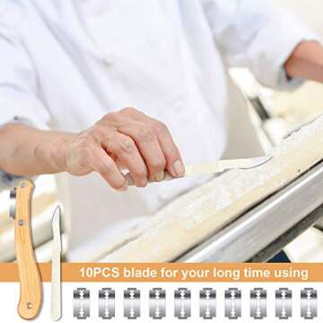 Mudder Bread Lame Scoring Tool Knife Bread Dough Sourdough Tool with 10 Pcs Replaceable Blades Wooden Handle Lame Slashing and 2 Pcs Scoring Knife with Protective Cover for Baking