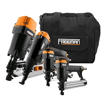 Freeman P4FRFNCB 4-Piece Pneumatic Nailer & Stapler Kit - Heavy Duty & Versatile