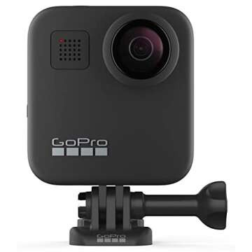 GoPro MAX - Waterproof 360 + Traditional Camera with Touch Screen Spherical 5.6K30 HD Video 16.6MP 360 Photos 1080p Live Streaming Stabilization - Bundle with SD Card, Go Pro MAX Grip + Tripod