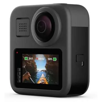 GoPro MAX - Waterproof 360 + Traditional Camera with Touch Screen Spherical 5.6K30 HD Video 16.6MP 360 Photos 1080p Live Streaming Stabilization - Bundle with SD Card, Go Pro MAX Grip + Tripod
