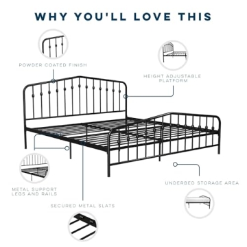 Novogratz Bushwick Metal Bed Frame - King Size Black