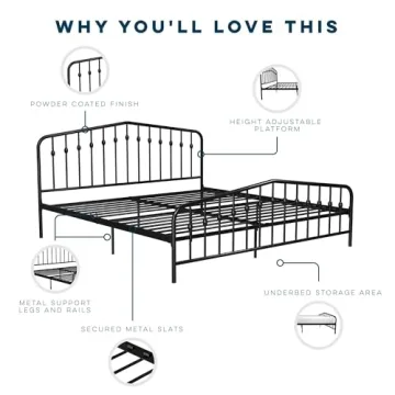 Novogratz Bushwick Metal Bed Frame - King Size Black