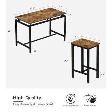 MIERES 5-Piece Dining Table Set for Small Spaces