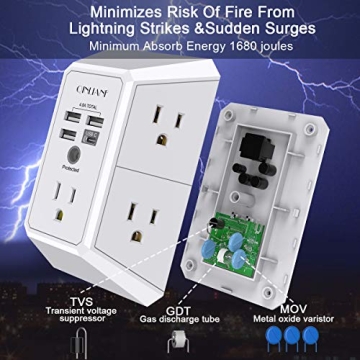 5 Outlet Surge Protector with USB Charging Ports