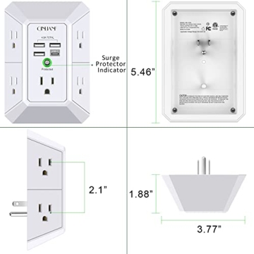 5 Outlet Surge Protector with USB Charging Ports