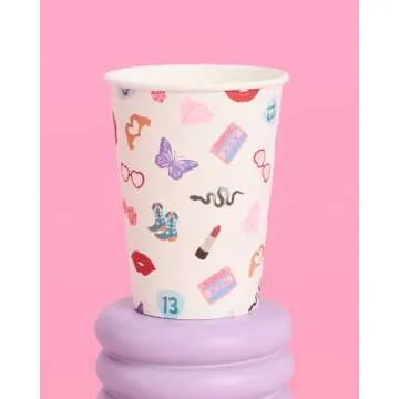 xo, Fetti Eras Party White Paper Cups | 24 Disposable 12 oz Cups | Concert Party Drinkware, Bachelorette Decorations, Birthday Tableware, Bridesmaid Supplies