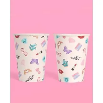 xo, Fetti Eras Party White Paper Cups | 24 Disposable 12 oz Cups | Concert Party Drinkware, Bachelorette Decorations, Birthday Tableware, Bridesmaid Supplies
