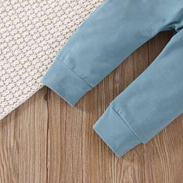 Toddler Infant Baby Boy Clothes Long Sleeve Striped T-Shirt Pullover Tops Solid Pants 2Pcs Fall Winter Outfits (Colorblock Blue Green, 18-24 Months)