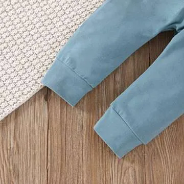 Toddler Infant Baby Boy Clothes Long Sleeve Striped T-Shirt Pullover Tops Solid Pants 2Pcs Fall Winter Outfits (Colorblock Blue Green, 18-24 Months)