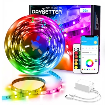 Smart LED Strip Lights with App & Music Sync - 50ft