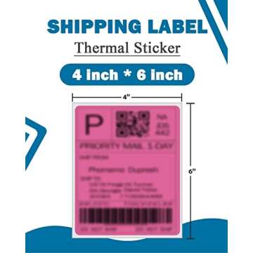 4"x 6" Thermal Labels, Thermal Shipping Labels, Thermal Label Printer Paper Compatible with 4XL, UPX, Ebay, 4"x 6"Shipping Labels for Munbyn, Rollo, Phomemo, Zebra, 500 Labels/roll