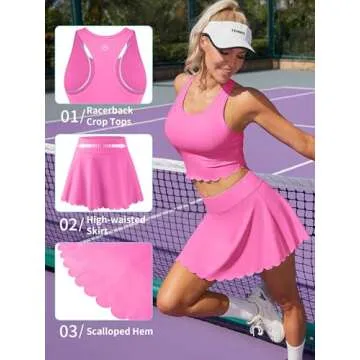 ATTRACO Tennis Outfits Women Sport Dress Set Hot Pink