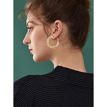 sovesi Elegant Chunky Gold Hoop Earrings for Women