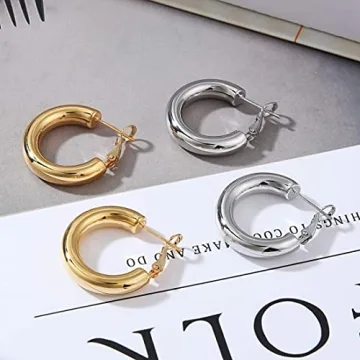 sovesi Elegant Chunky Gold Hoop Earrings for Women