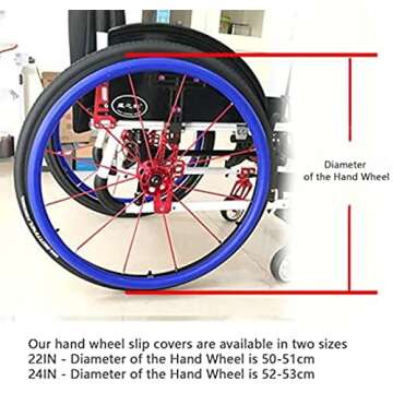 ZHANGWENENTE 24 Inch/22 Inch Wheelchair Push Rim Covers, 1 Pair Non-Slip Hand Cover, Accessories, Ring Protective Rear Wheel,Pink,22inch